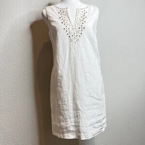 Michael Michael Kors Gold Studded White Linen Sleeveless Dress Size 2